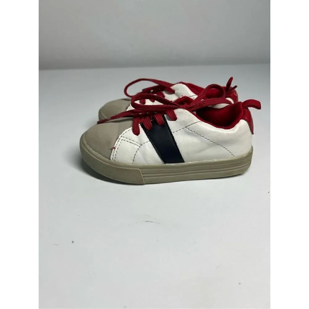 Osh Kosh OshKosh Lace-Up Casual White and Red Leather Shoe Toddler